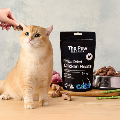 The Paw Grocer Black Label Freeze Dried Chicken Hearts Cats 50G