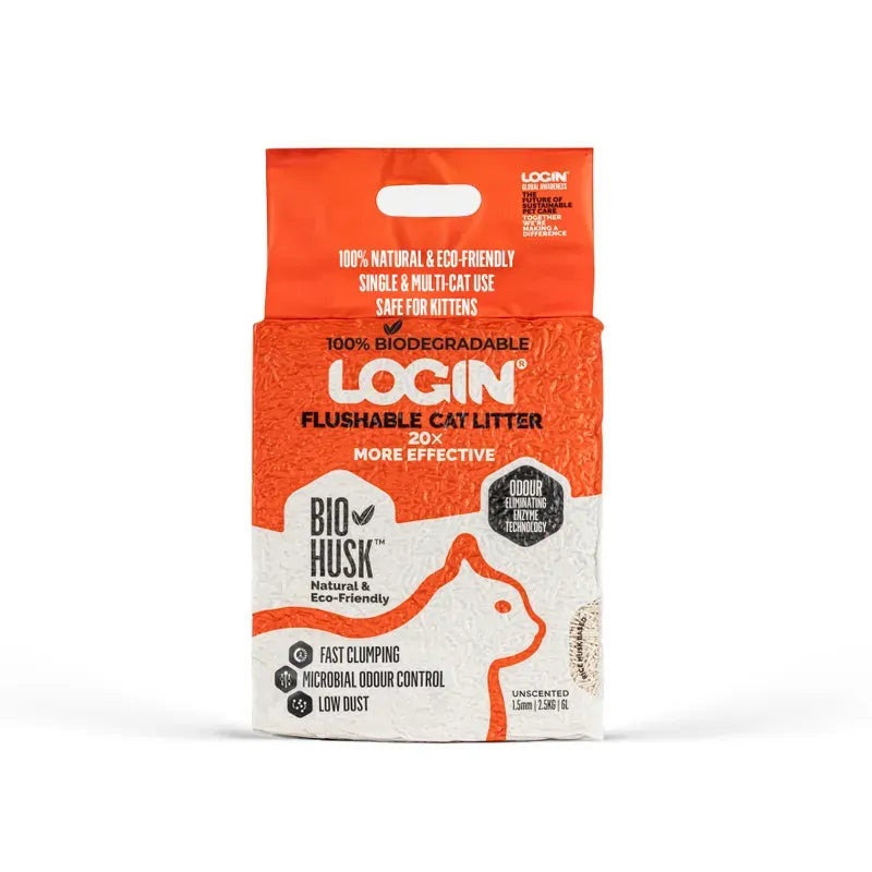 Login Rice Husk Cat Litter 2.5kg or 7.2kg sizes