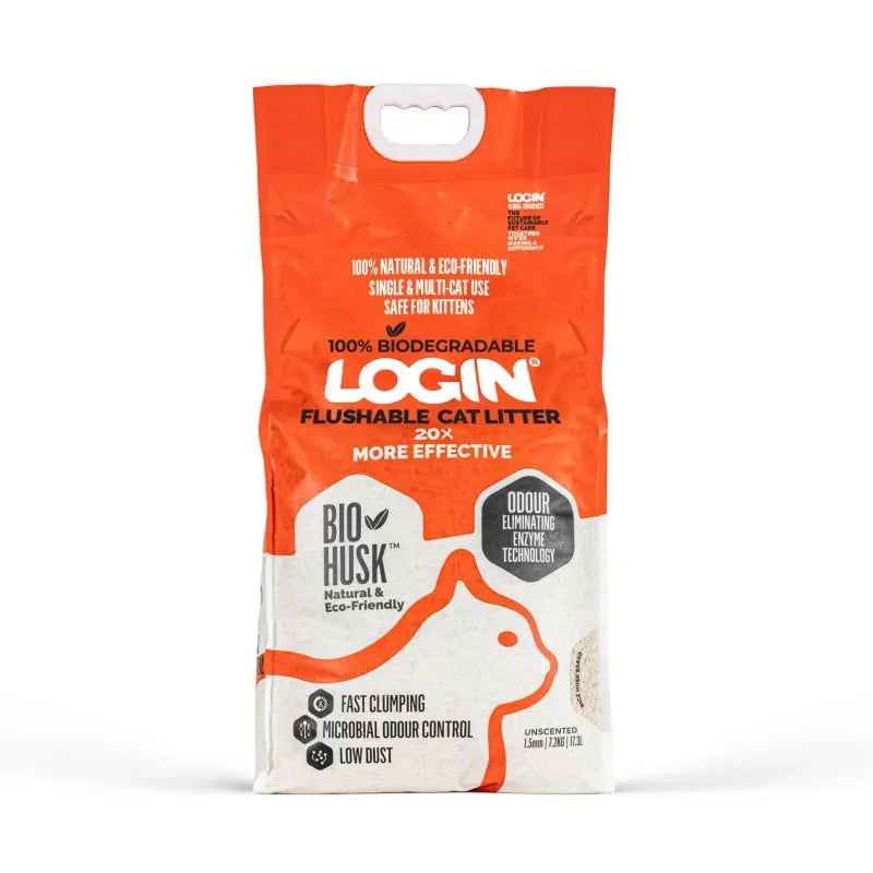 Login Rice Husk Cat Litter 2.5kg or 7.2kg sizes