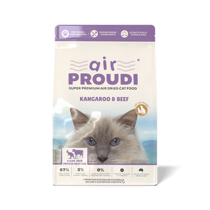 Proudi – Super Premium Air Dried Cat Food – Kangaroo & Beef