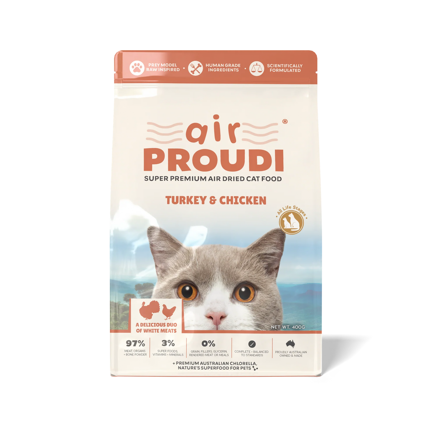 Proudi – Super Premium Air Dried Cat Food – Turkey & Chicken