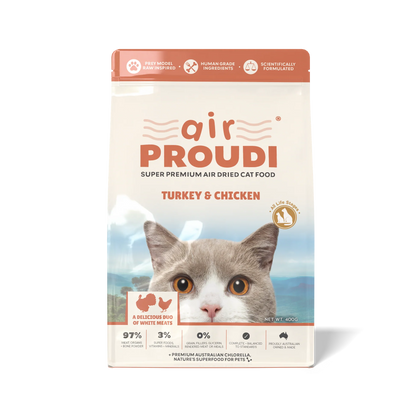 Proudi – Super Premium Air Dried Cat Food – Turkey & Chicken