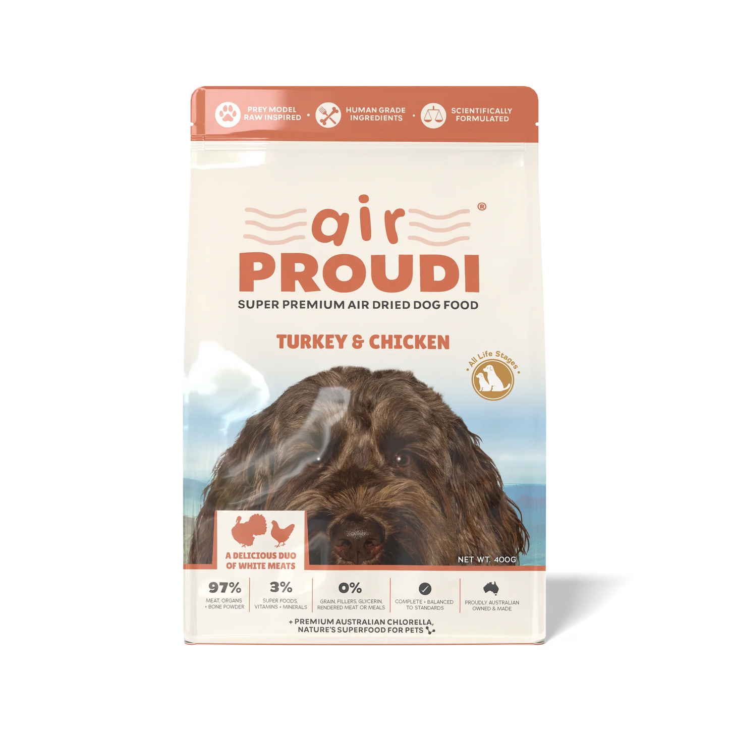 Proudi – Super Premium Air Dried Dog Food – Turkey & Chicken