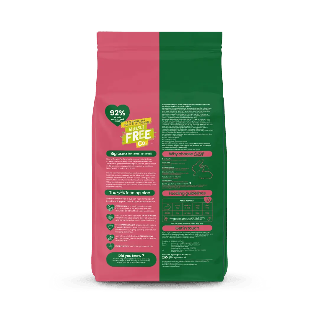Burgess Excel Mature Rabbit Nuggets Cranberry Thyme 1.5Kg