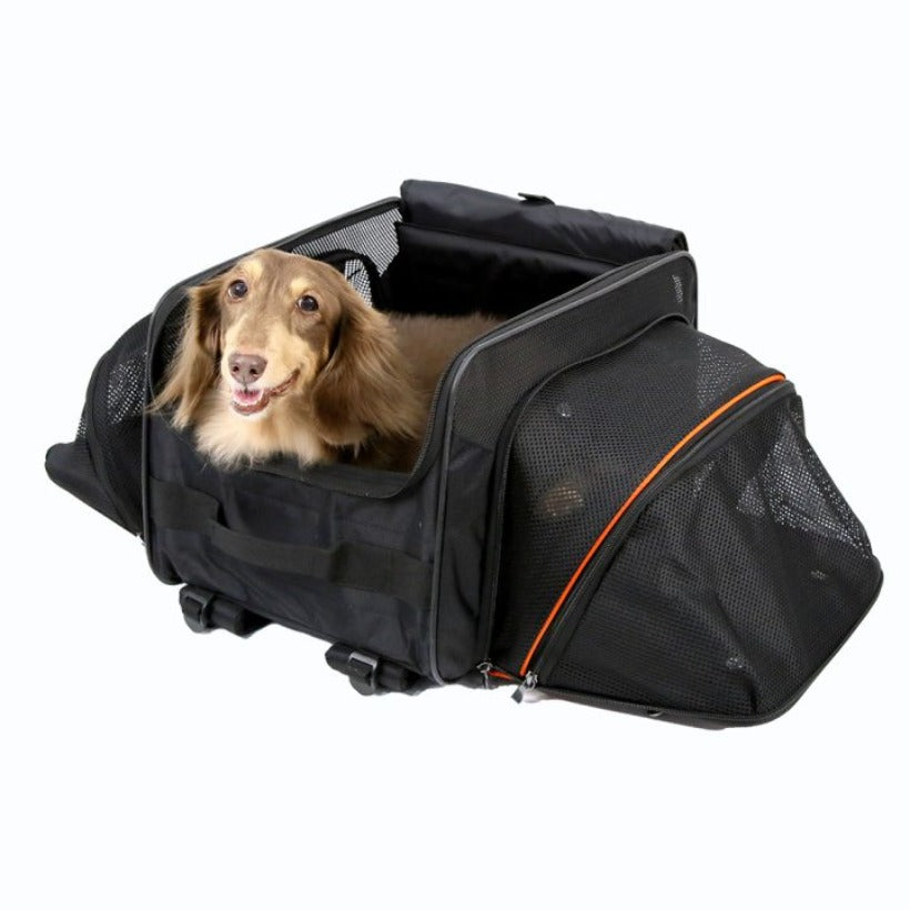 Ibiyaya JetPaw: Expandable in-cabin pet backpack - Obsidian/Orange