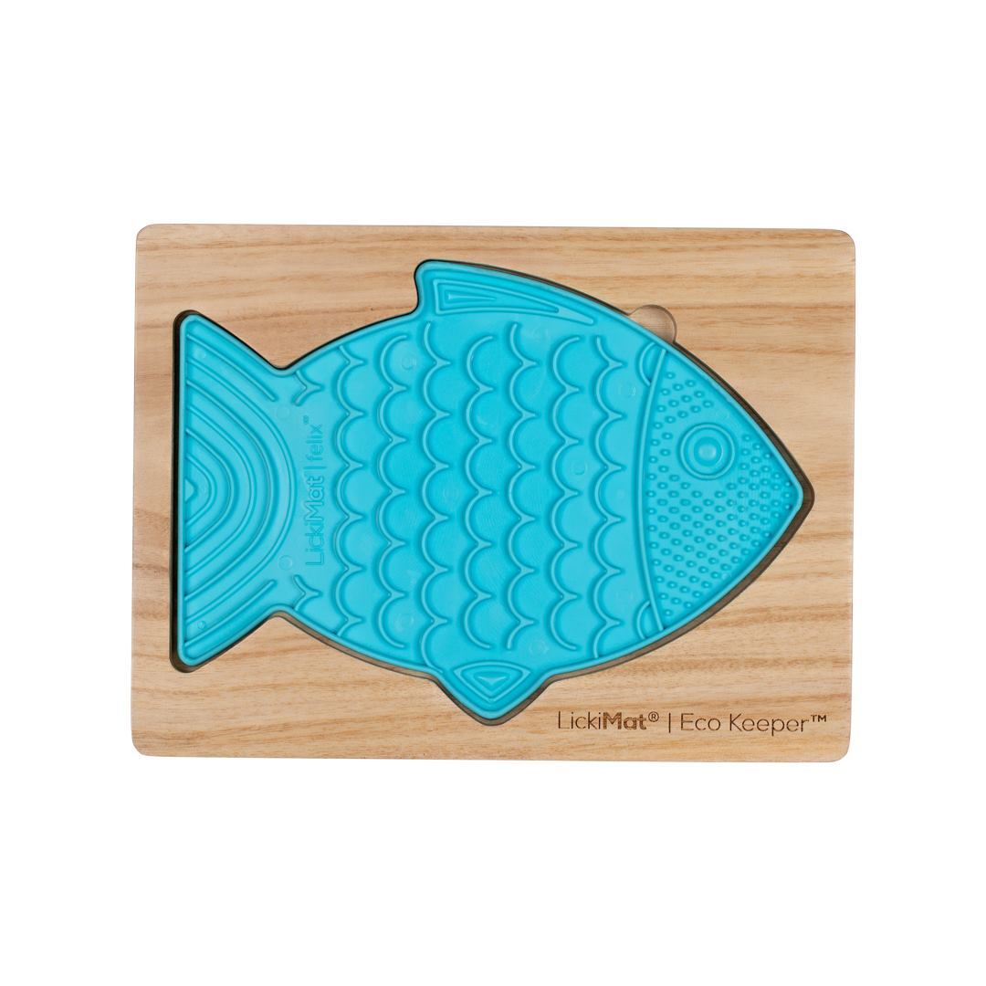Lickimat  Wooden Eco Slow Feeder Keeper - For Fish Shaped Lick Mats