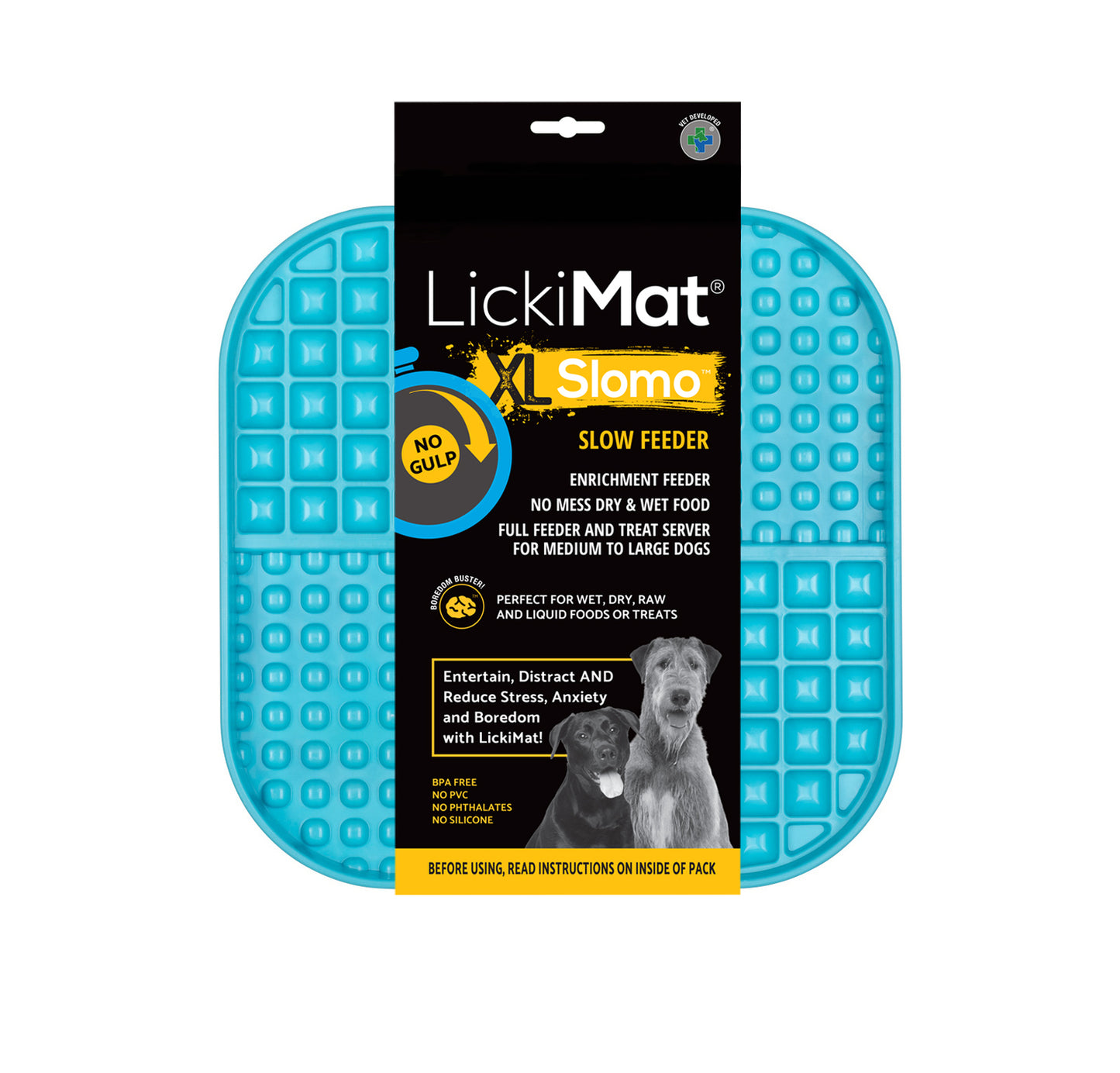 LickiMat Slomo Wet & Dry Double Slow Food Dog Bowl - Blue
