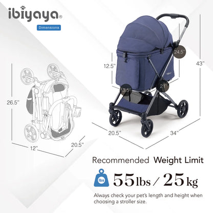 Ibiyaya Maxi Deep Carriage Pet Stroller - Royal Blue