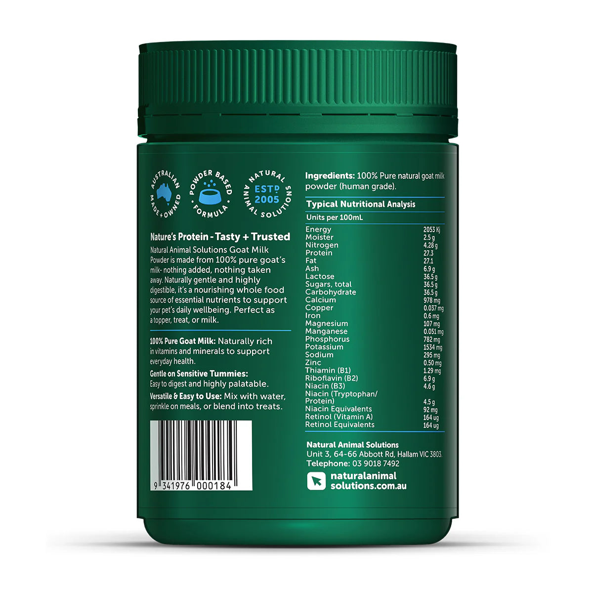 Natural Animal Solutions - Goat Milk Powder - 400g