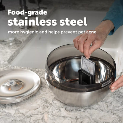 PetSafe – HydroSphere 1.7L Stainless Steel Fountain - encouraging them to drink and stay better hydrated