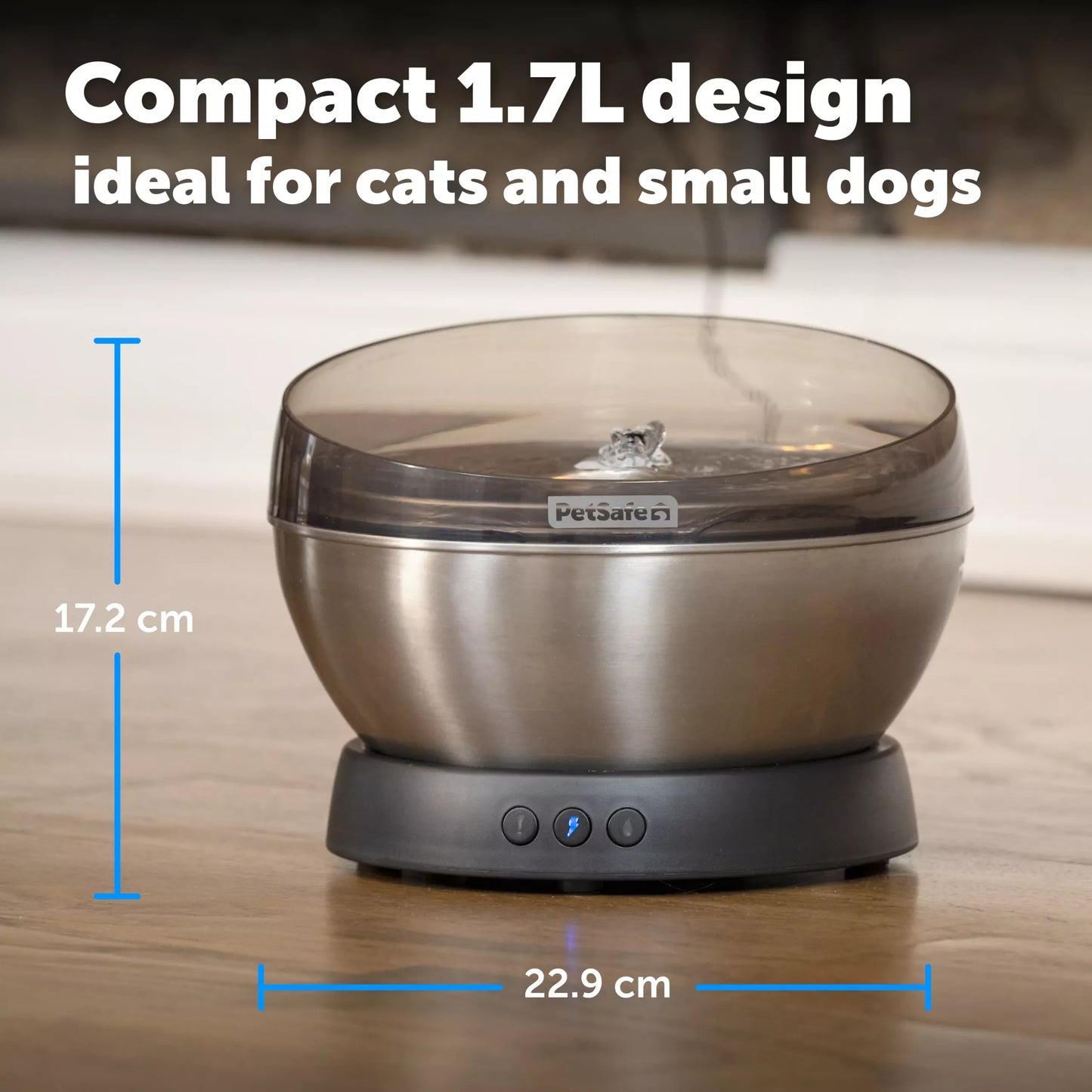 PetSafe – HydroSphere 1.7L Stainless Steel Fountain - encouraging them to drink and stay better hydrated
