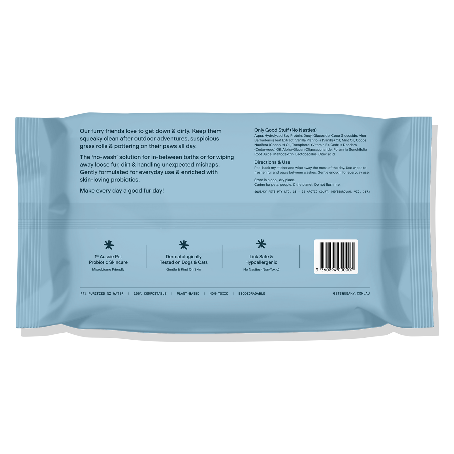 Squeaky Pet Probiotic Pet Wipes Fresh & Zesty 20 Wipes