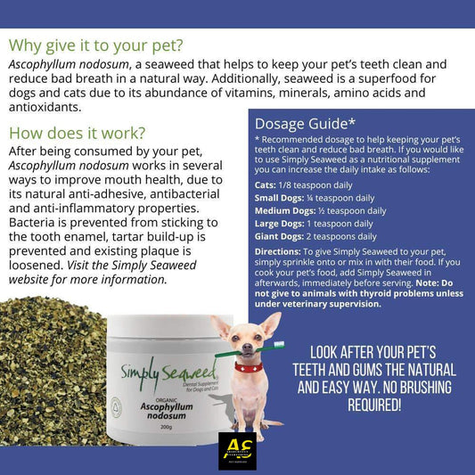 Simply Seaweed Natural Dental Health Care for Cats & Dogs - Natural Plaque & Tartar Control