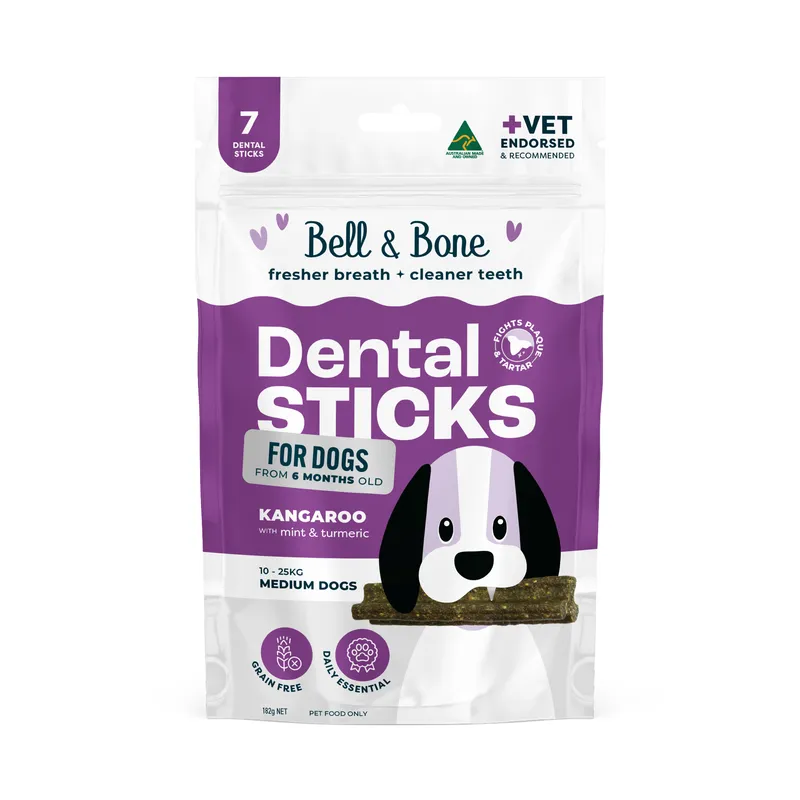Bell & Bone Dog Dental Sticks Roo Mint & Turmeric Large