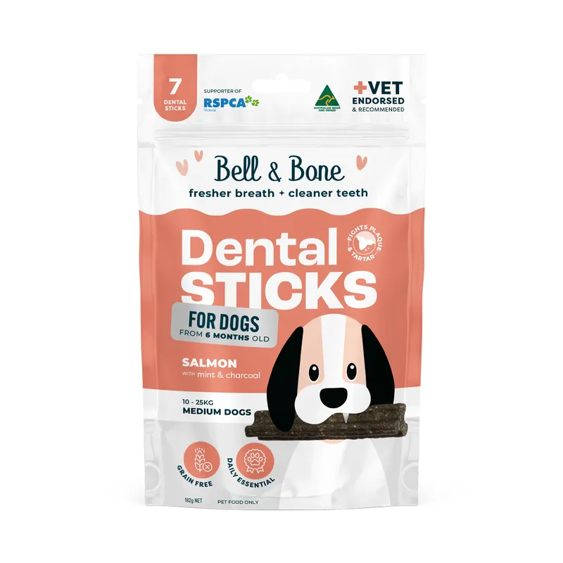Bell & Bone Dog Dental Sticks Salmon Mint & Charcoal Large