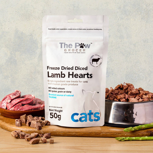 The Paw Grocer White Cat Freeze Dried Lamb Hearts 50G