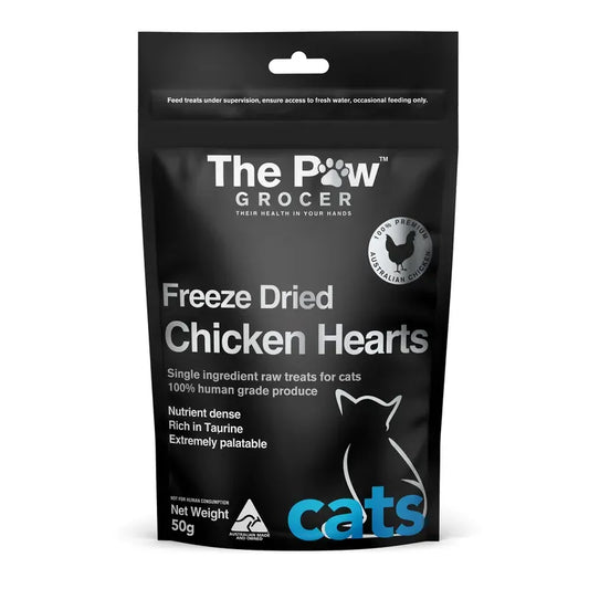 The Paw Grocer Black Label Freeze Dried Chicken Hearts Cats 50G