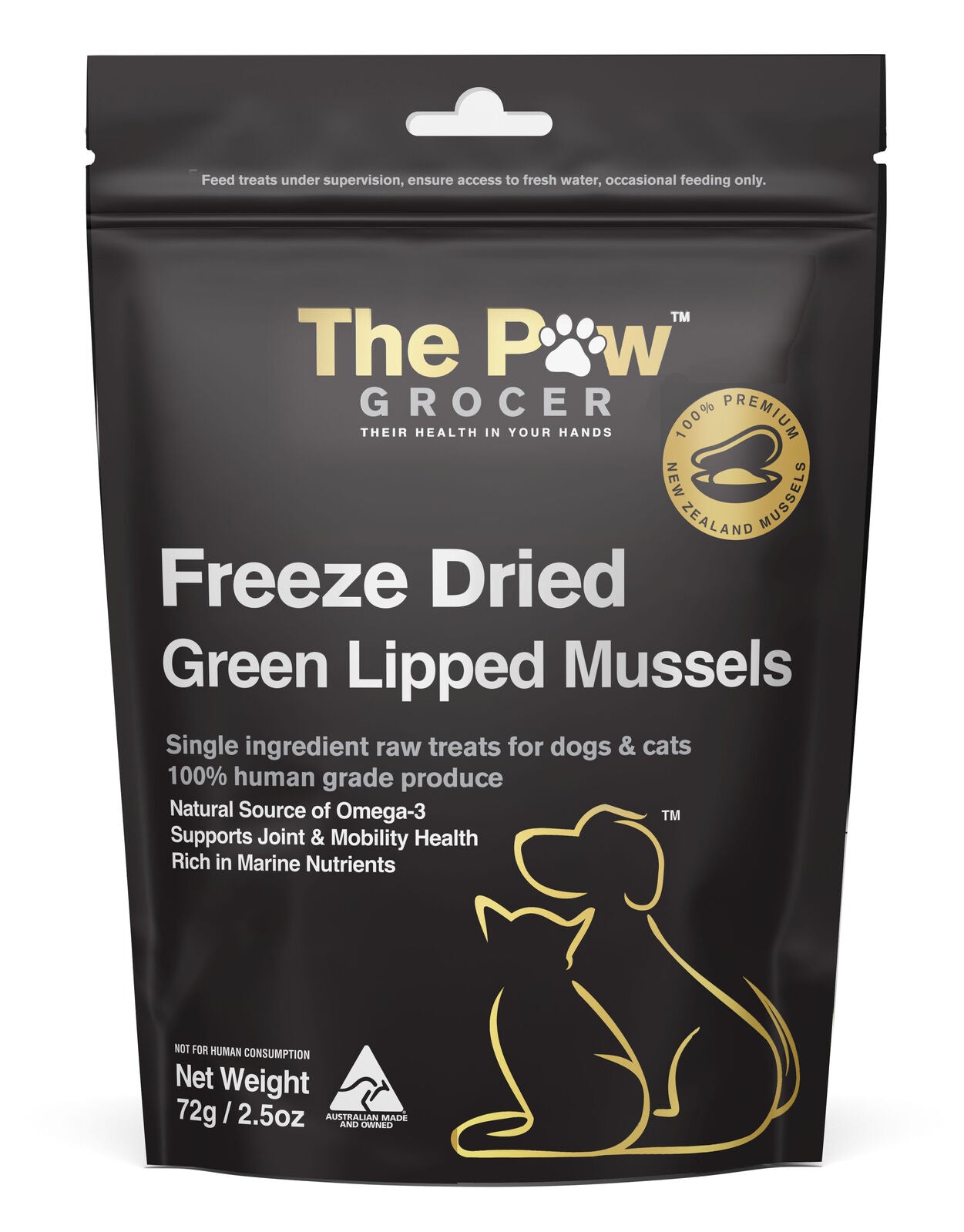 THE PAW GROCER BLACK LABEL FD GREEN LIPPED MUSSELS 72G