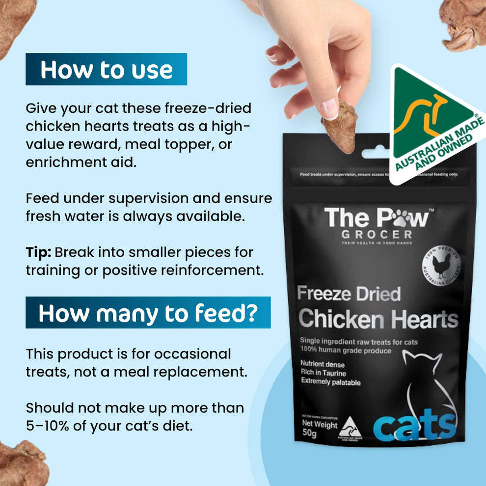 The Paw Grocer Black Label Freeze Dried Chicken Hearts Cats 50G
