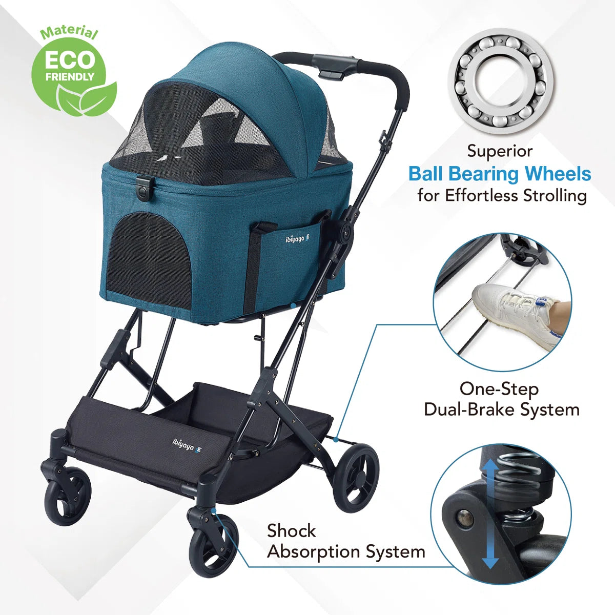Ibiyaya Travois Tri-Fold Pet Travel System Xl - Blue