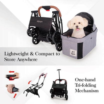 Ibiyaya Travois Tri-Fold Pet Travel System Xl - Grey