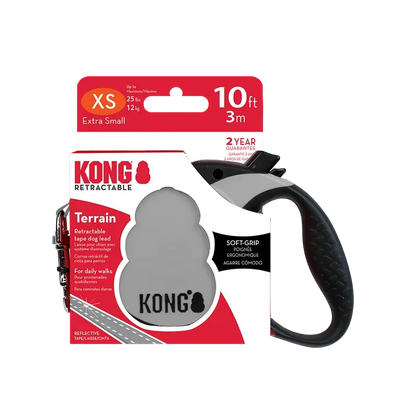 Kong Terrain Retractable Leash in Black, Grey or Red