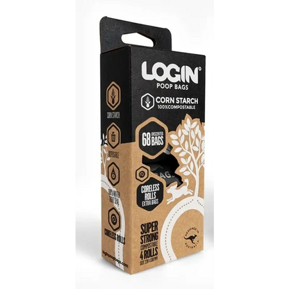 Login Compostable Poo Bag 4 Rolls (68 Bags) or Bag 8 Rolls (136 Bags)