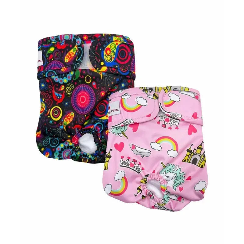 Loving Pets Washable Nappies Pink/Purple 2Pk