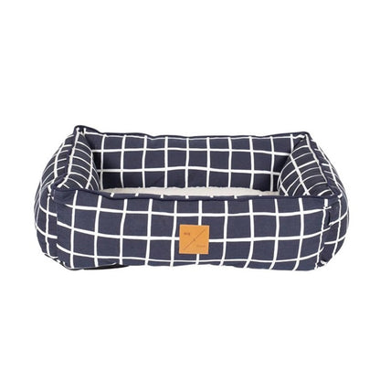 Mog & Bone Bolster Dog Bed Navy Chk Small