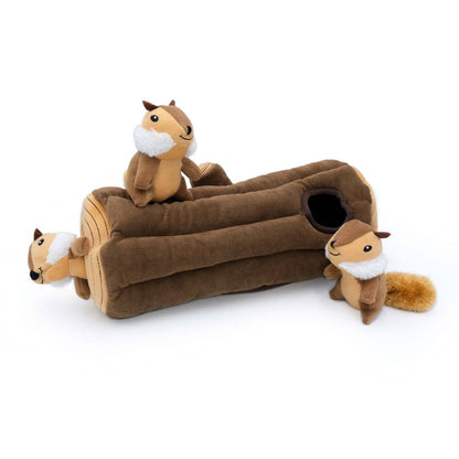 Zippy Paws Interactive Burrow Dog Toy - 3 Chipmunks in a Log