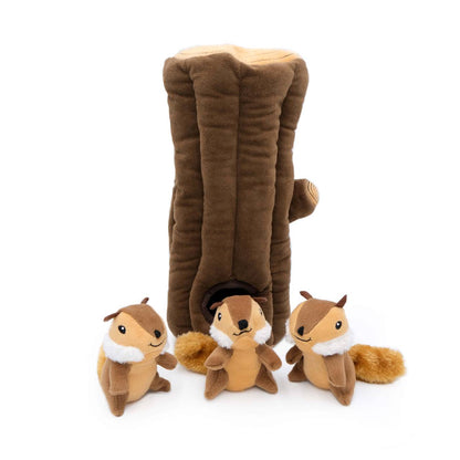 Zippy Paws Interactive Burrow Dog Toy - 3 Chipmunks in a Log