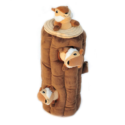 Zippy Paws Interactive Burrow Dog Toy - 3 Chipmunks in a Log