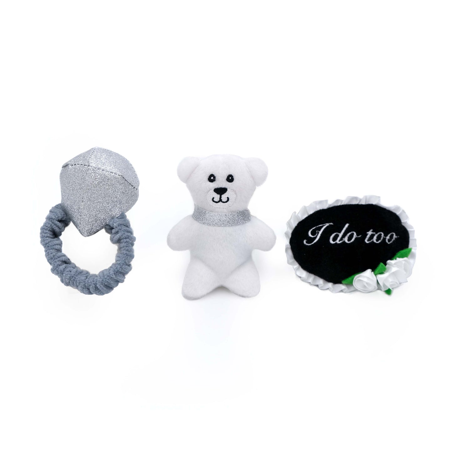 Zippy Paws Zippy Burrow Interactive Squeaker Dog Toy - Wedding Ring Box with 3 toys