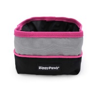 Zippy Paws Adventure Bowl On-the-Go Food & Water Bowl in Teal or Pink Trim