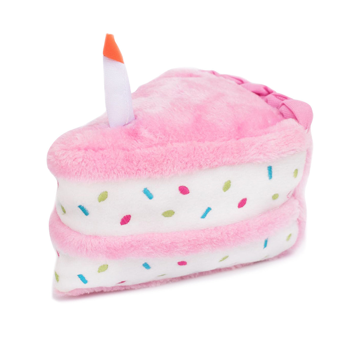 Zippy Paws Plush Birthday Cake with Blaster Squeaker Dog Toy -