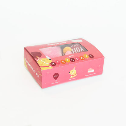 Zippy Paws Birthday Box Plush Squeaker Dog Toys - 3 Toys in Pink