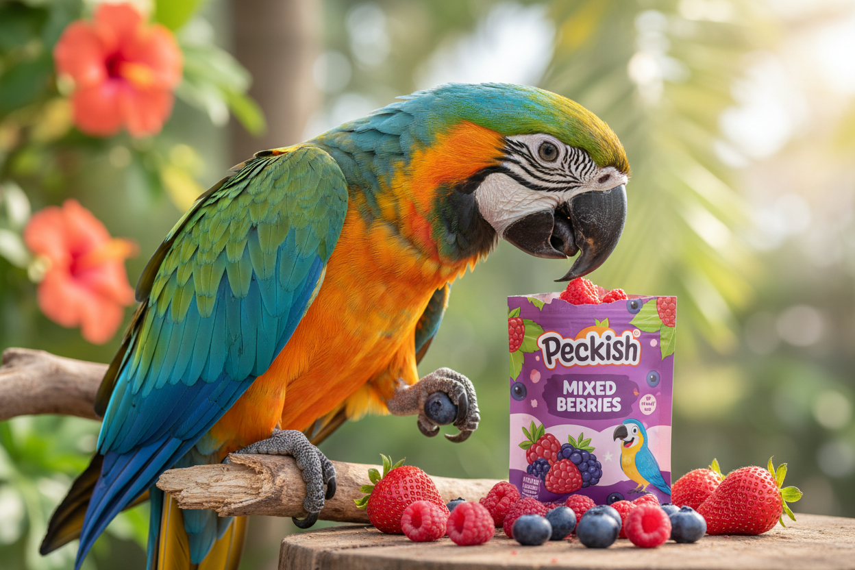 bird with Peckish – Large Parrot Treats – Mixed Berries