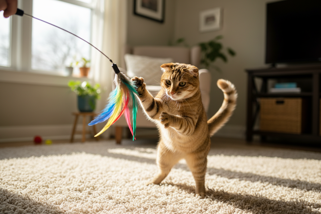 Go Cat Da Bird Original Swivel Cat Feather Teaser