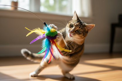 Go Cat Feather Pong Bat Around Plush Feathery Cat Toy