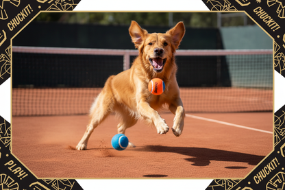 dog playing tennis with Chuckit! – Tennis Balls