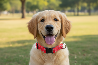 dog with beau pets puppy collar reflective thread adjustable red