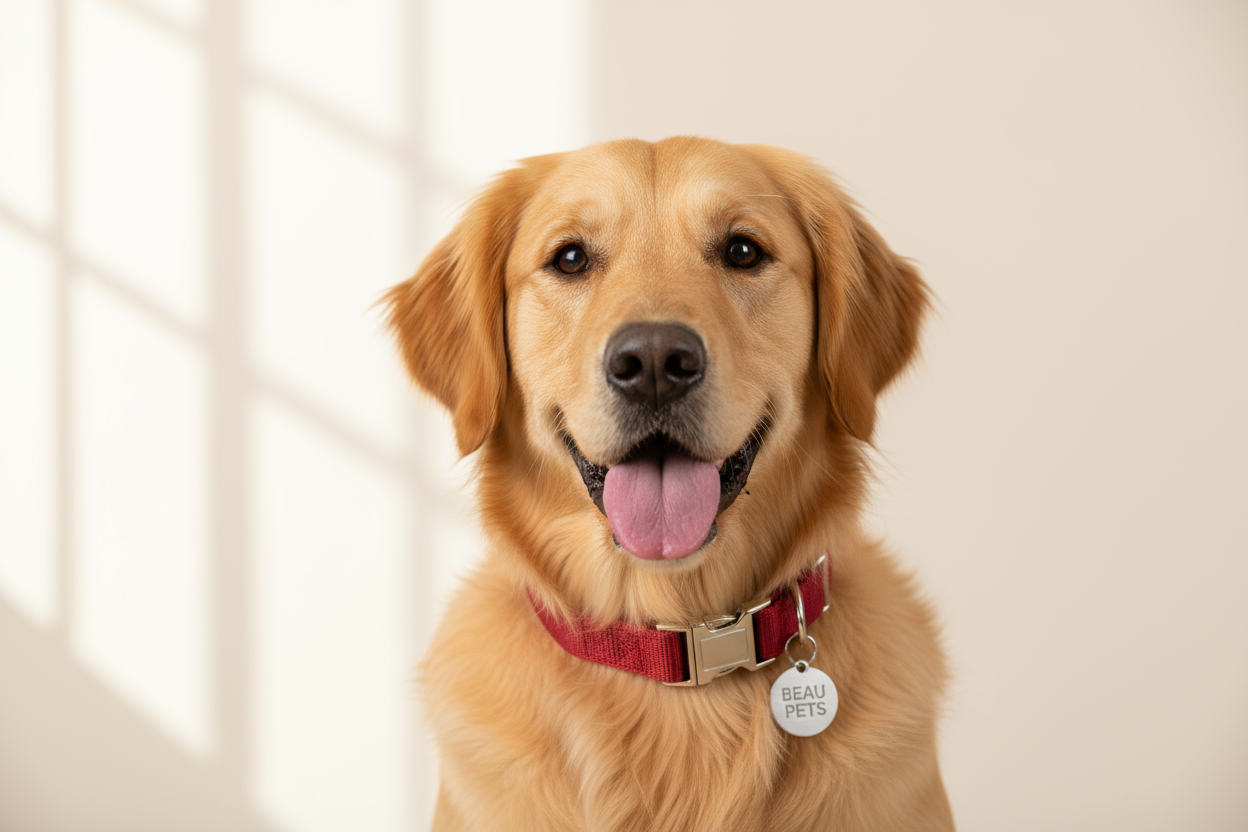Dog with Red Beau Pets collar