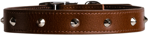 Beau Pets – Deluxe Studded Leather Collar – Cognac