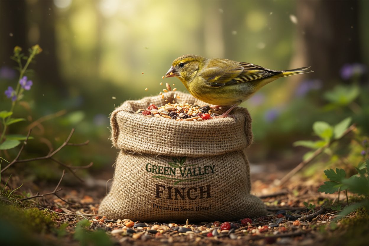 Finch eating Green Valley Finch