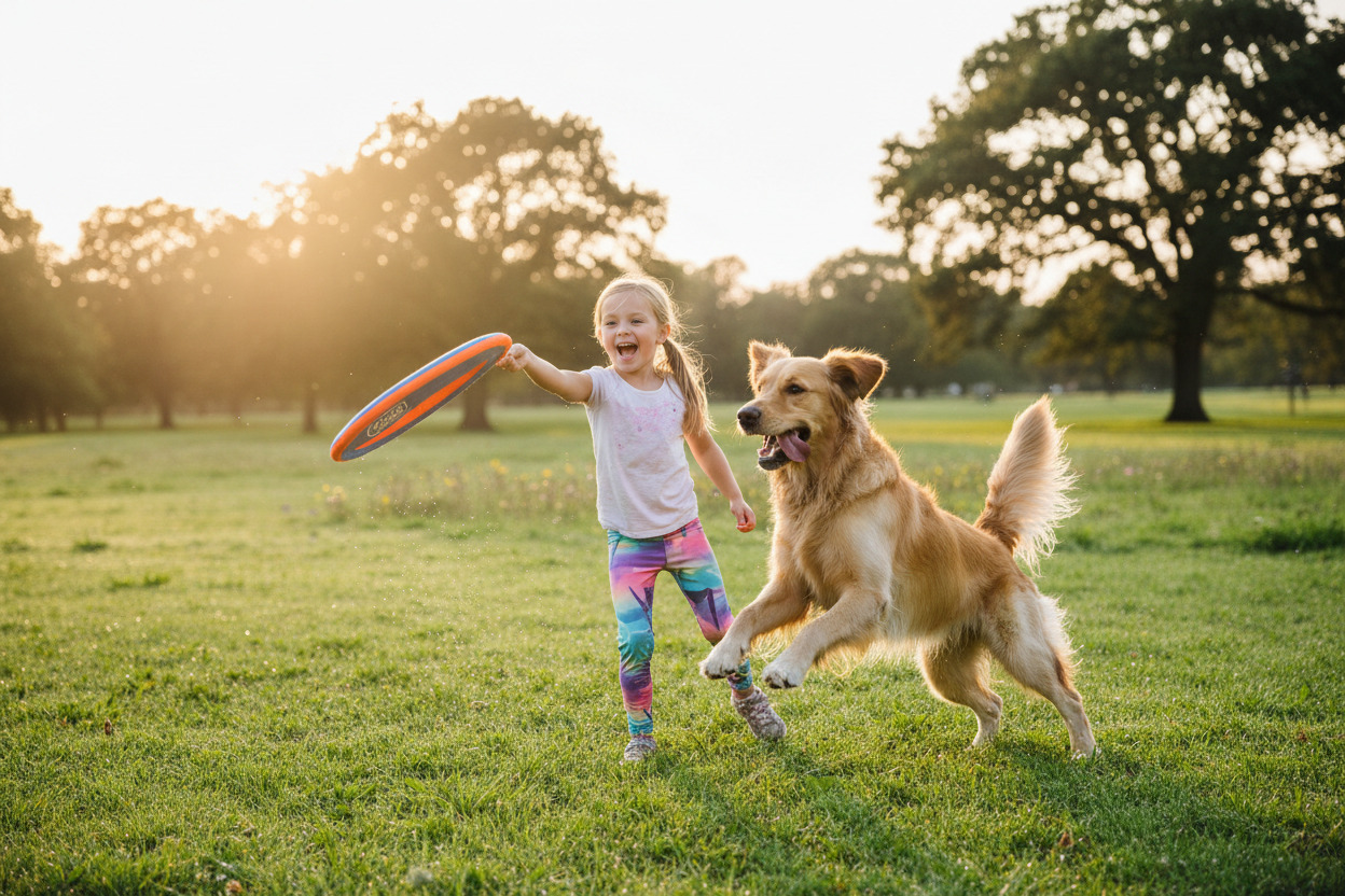 girl and dog playing with Chuckit! – Paraflight 