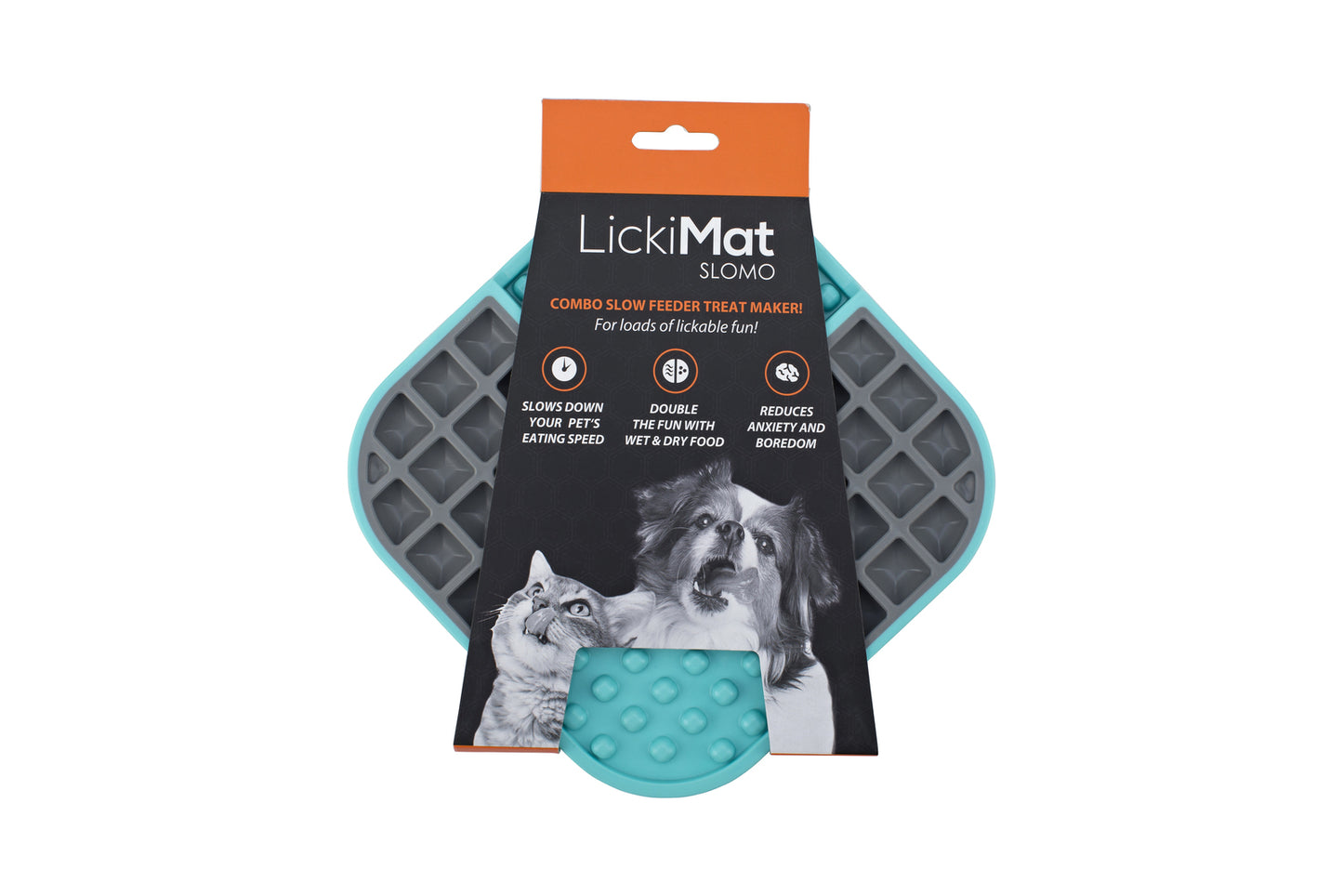 LickiMat Slomo Wet & Dry Double Slow Food Dog Bowl - Blue