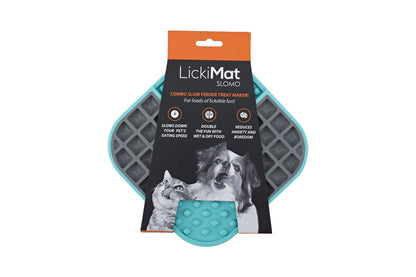 LickiMat Slomo Wet & Dry Double Slow Food Dog Bowl - Blue