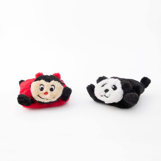 Zippy Paws Squeakie Pads No Stuffing Small Dog Toy - Ladybug & Panda 2-Pack